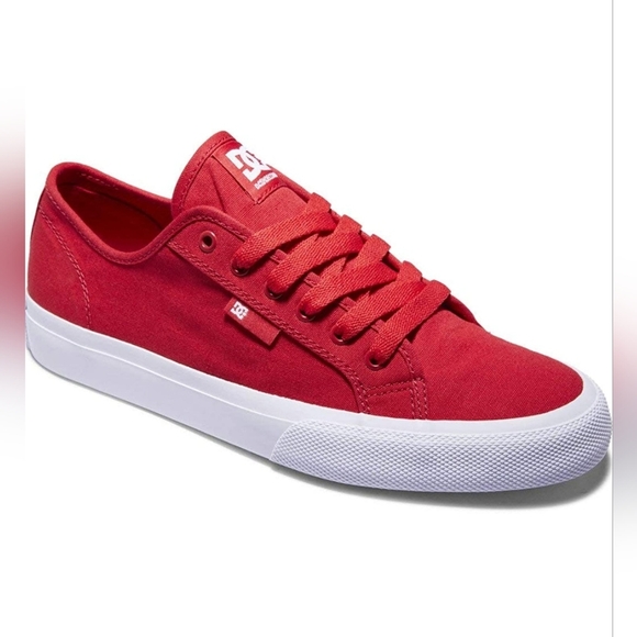 DC MANUAL ADYS300591-RED MENS RED CANVAS SKATE INSPIRED SNEAKERS SHOES - Picture 1 of 9